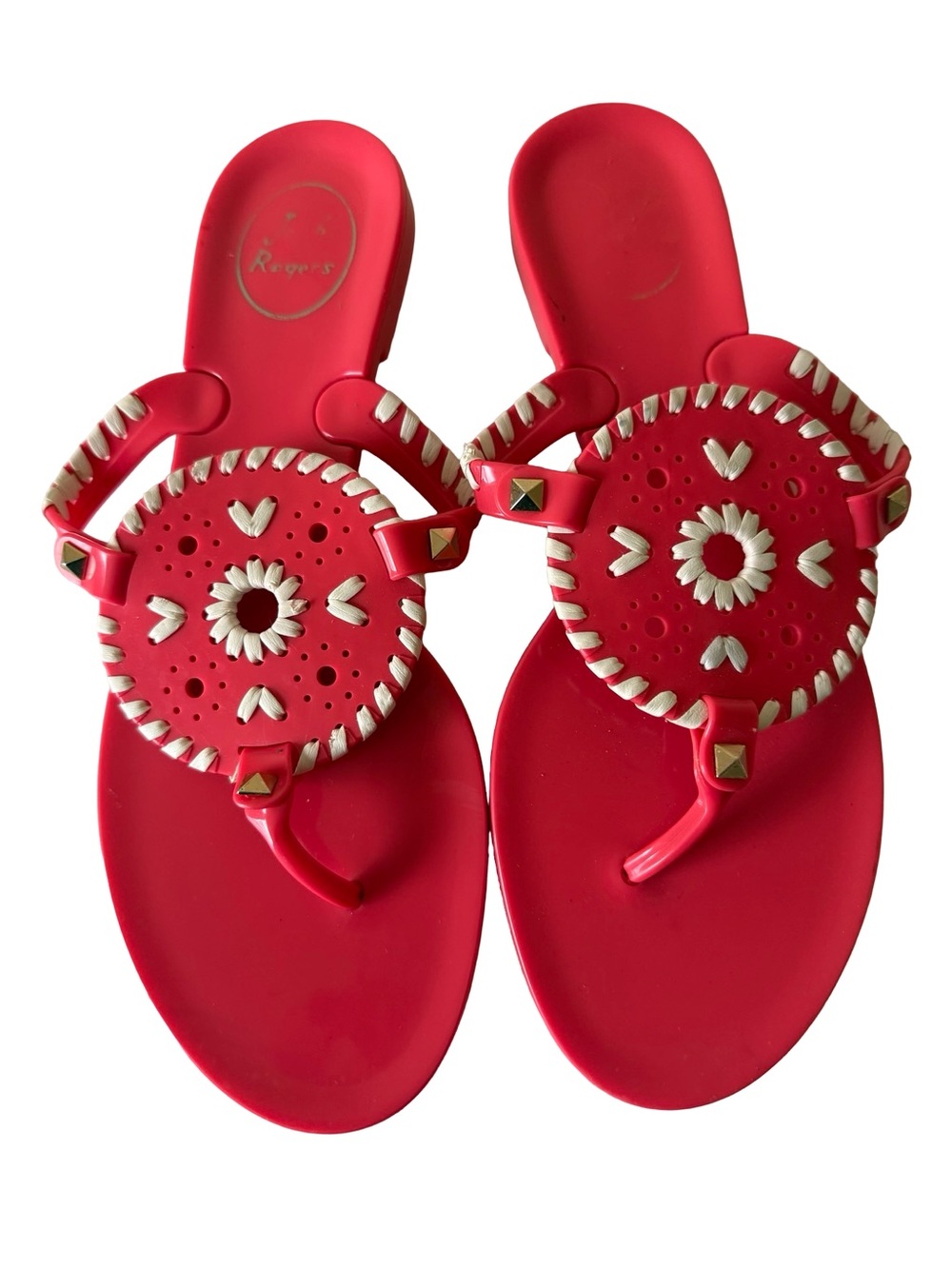 Jack Rogers Georgica Jelly Sandals Bright Pink White Size US Women’s 8